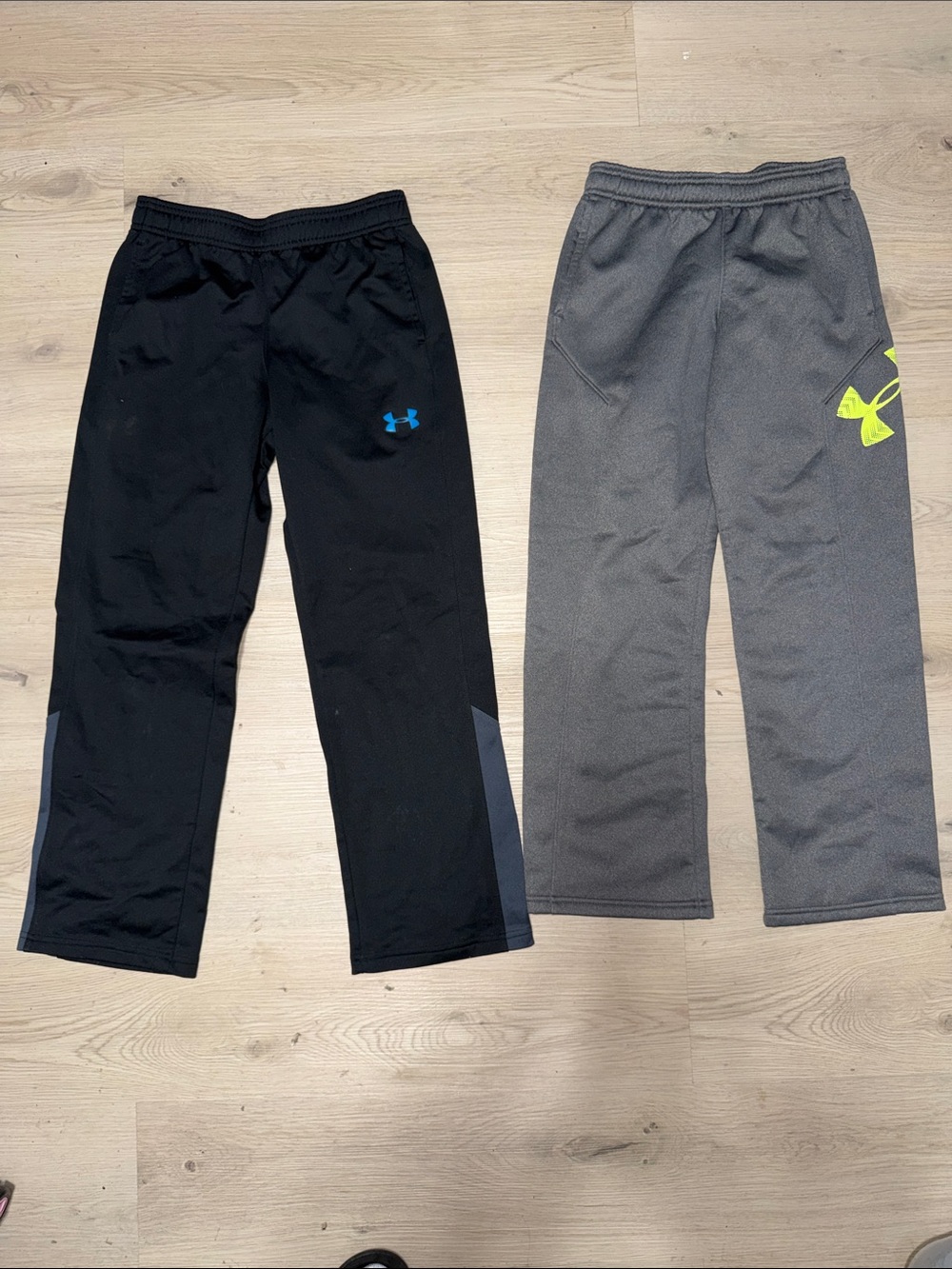 Under Armour Kids' Sweatpants Duo - Black & Gray with Bright Logo Accents Sz YMD